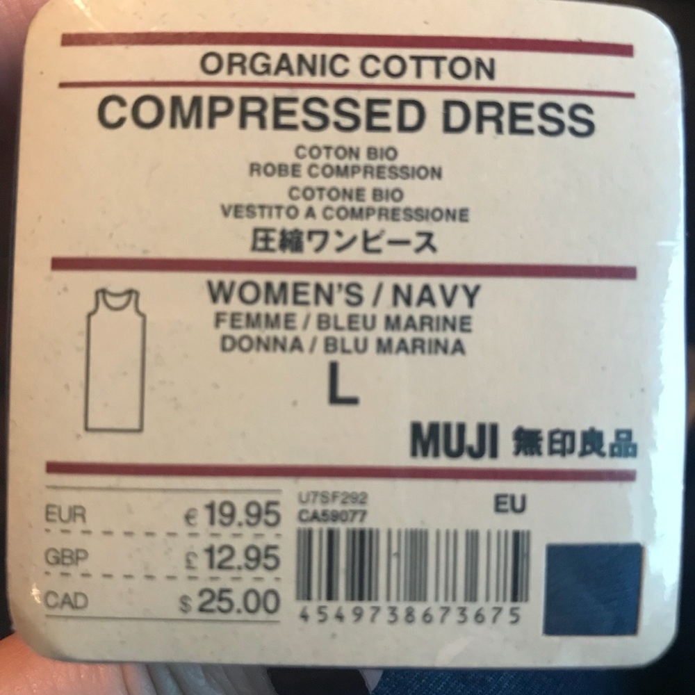 Brand New Navy MUJI Shrinkwrap Dress
